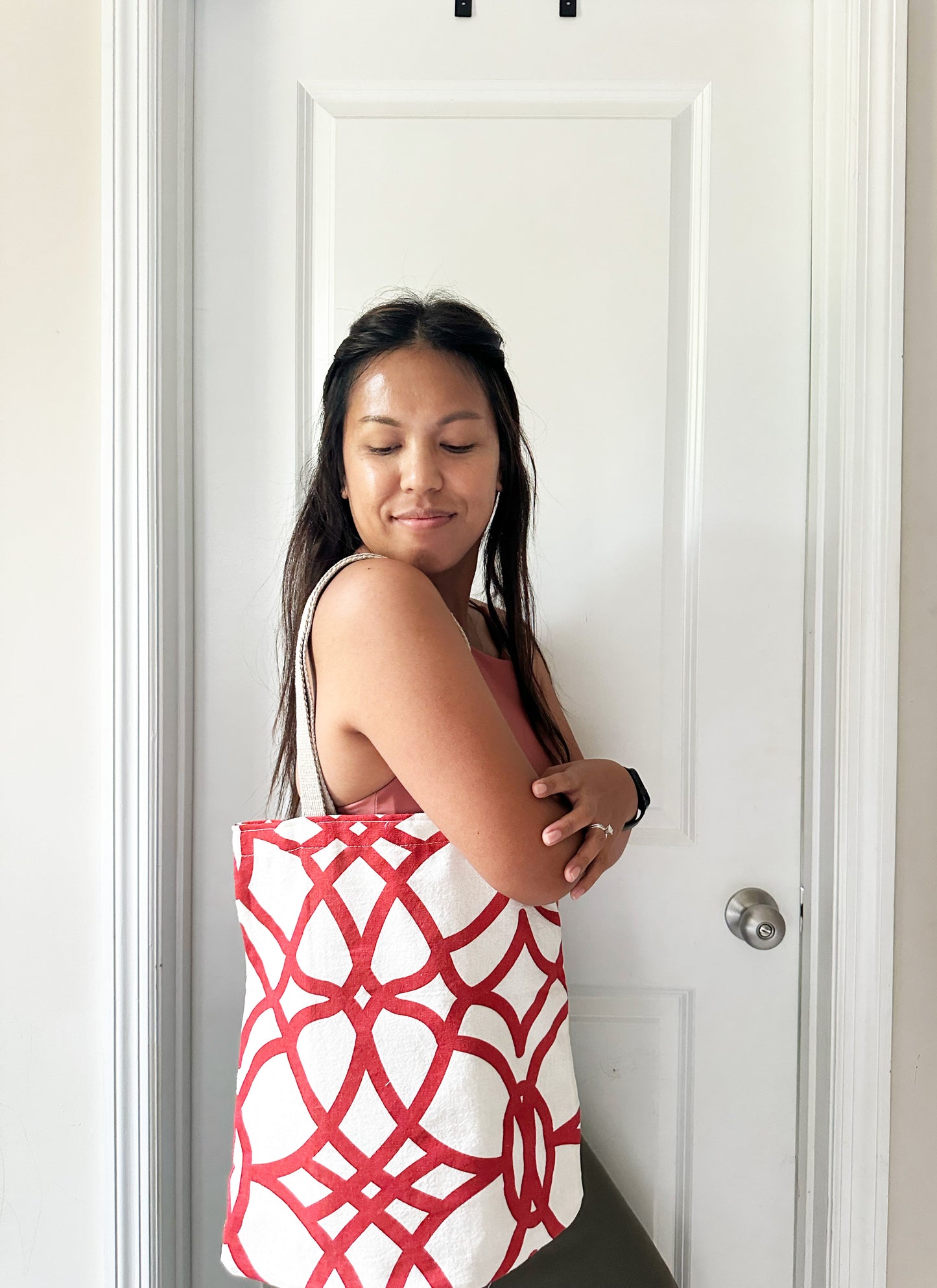 Ivory & Crimson Tote Bag